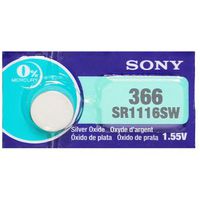 Sony 366 (SR1116SW) 1.55V Silver Oxide 0% Hg Mercury Free Watch Battery (5 Batteries)
