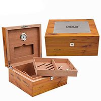 Lxc Aluminum Metal Sheet with Eye Clip Embedded Hygrometer Cedar Wood Cigar Humidor Cigar Humidor Portable Cigar Humidor