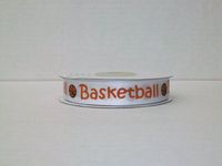 Basketball Printed Satin Ribbon (5/8 Inch 25 Yards)