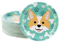Disposable Plates - 80-Count Paper Plates, Dog Party Supplies for Appetizer, Lunch, Dinner, and Dessert, Corgi, 9 x 9 Inches