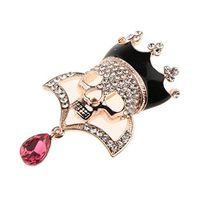 Biker Bling Crystal Rhinestone Skull Head Pin Brooch for Women Dress Suit Daily Fashion Novelty Creation Aesthetic Beauty Girls Woman Girl | Color - Gold