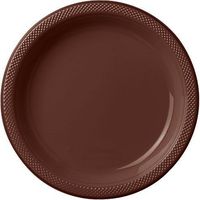 Bulk Round Plastic Plates | 50ct (10.25 inch, Chocolate Brown)