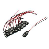 10 Pcs Snap 9V (9 Volt) Battery Clip Connector I Type Black W Cable