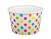 Black Cat Avenue Paper Ice Cream Cups, Polka Dot, Rainbow, 8 Ounce, 50 Count