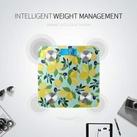 Bluetooth Body Fat Scale Hand Drawing Lemon Smart Wireless Scale with LCD Display Measuring Body Weight Bmi and Health Digital Scale