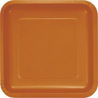 Creative Converting 323388 SQ. DD Touch of Color 18-Count 9-Inch Paper Dinner Plates, Deep Dish Square, Pumpkin Spice, 9", Orange