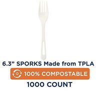 Compostable Forks by World Centric, Made from TPLA, 100% Compostable, 6.3" Forks, Take Out Cutlery (Pack of 1000)