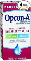 Bausch + Lomb Opcon-A Eye Drops Allergy Relief - 0.5 oz, Pack of 4
