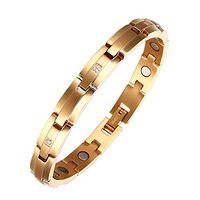 MOOCARE Womens Elegant Gold Plated Adjustable Link Health Magnetic Titanium Bracelet with Zircon Crystal