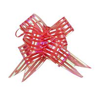 SAQIMA Christmas Ribbon Flower Wrap Ribbon Pull Flower Party Gift Wrapping Decoration Present (Red)