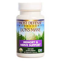 Host Defense, Lion's Mane Capsules, Promotes Mental Clarity, Focus and Memory, Daily Mushroom Supplement, Vegan, Organic, Gluten Free, 30 Capsules (15 Servings)