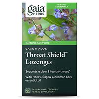 Gaia Herbs Sage & Aloe Throat Shield Lozenges, 20 Count (Pack of 2) - Soothing, Hydrating Support for Throat Health and Inflammation
