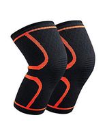 Laifugo CS-15 Knee Compression Sleeves (1 Pair) - Crossfit Knee Brace, Knee Support and Pain Relief in Weight Lifting, Knee Sleeves for Both Men & Women (M, Orange)