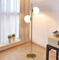 Vintage Floor Lamp Iron Sphere LED With Two Glass Bulbs Tall Pole Standing Uplight Lamp,Ship from US Warehouse