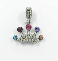 Crown European Silver Pendant CZ Charm Beads Fit Necklace Bracelet Fashion DIY unique pretty party decoration jewels girl styling fashion women womens accessory