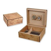 Burlwood Finish (Holds 50) Cedar Lined Cigar Humidor