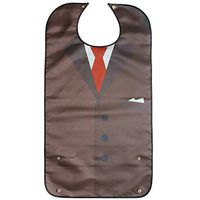 BIHIKI Men's Waterproof Adult Bib,Clothing Protector,Reusable Adult Aid Apron with Crumb Catcher for Elderly Patient Senior,34"x18",Brown