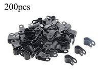 TOVOT 200 PCS Black Nylon Screw Wire Clips R-type Clip Cable Clamp Fasteners Tubing Clips 3/16 Inch (5 mm) for Wire Management