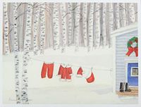 "Laundry Line," Blank Holiday Notecards, 8 Cards Cello-Wrapped, by Anne Kilham