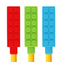 Panny & Mody Chewable Pencil Toppers(3 Pack), Silicone Sensory Aid Fidget Chew Stick for Autism & Oral Motor Biting Teething Special Needs Kids Girls & Boys | Chewing Topper (Blue, Red, Green)