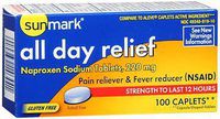 Naproxen 220mg 12-hour Relief Sunmark Brand 100 Caplets