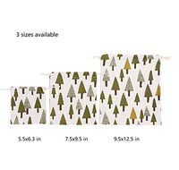 Nuni Pine Tree Pattern Cotton Double Drawstring Pouches Muslin Bags Gift Bags Sacks Sachet Bags for Jewelry Candy Favors Wedding Birthday Party Beige 3 Sizes Available 1-12 Counts (9.5x12.5/12 Bags)