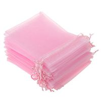 KUPOO Lot of 50 7" x 9"Drawstring Organza Pouch Strong Wedding Favor Gift Candy Bag (Pink)