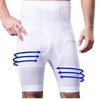 Fine Men's Body Shaper Tummy Control Slimming Shapewear Shorts High Waist bdomen Trimming Boxer Brief Stretch Pants (White, XL)