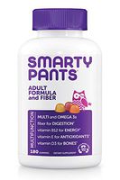 Daily Gummy Multivitamin Adult w/ Fiber: Fiber for Digestive Support, Vitamin C, D3, & Zinc for Immunity, Omega 3 Fish Oil, Vitamin B6, E, Methyl B12 by Smartypants 180 count (30 Day Supply)