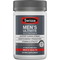 Swisse Premium Ultivite Daily Multivitamin for Men | Energy & Stress Support, Rich in Antioxidant & Minerals | Vitamin A, Vitamin C, Vitamin D, Biotin, Calcium, Zinc & More | 50 Count Tablets