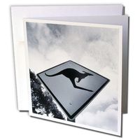 3dRose Greeting Cards, Young Husband Kangaroo Crossing Sign, 6 x 6 Inches, Pack of 12 (gc_209862_2)