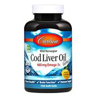 Carlson - Cod Liver Oil Gems, 460 mg Omega-3s + Vitamins A & D3, Wild-Caught Norwegian Arctic Cod-Liver Oil, Sustainably Sourced Nordic Fish Oil Capsules, Lemon, 150 Soft Gels