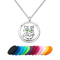 EV.YI Jewels Cartoon Owl Essential Oil Diffuser Necklace Aromatherapy Perfume Necklace Locket Pendant for Women Girl Men