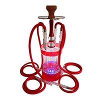 4 Hose Large Acrylic Shisha Hookahs Set with Everything Colorful LED Light 23" Narghile Shareef Small Hookah Complete Set for Men Women (Color : Red)