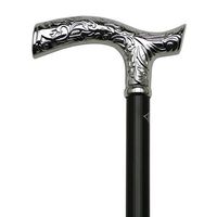 Unisex Fritz Cane Black, Shiny Metal Handle  -Affordable Gift! Item #DHAR-9552708