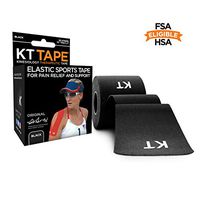 KT Tape Original Cotton Elastic Kinesiology Therapeutic Athletic Tape, 20 Precut 10 inch Strips, Black, Latex Free, Breathable, Pro & Olympic Choice