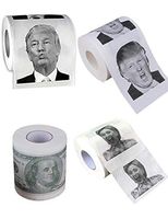 Stonecock 4 Rolls Donald Trump Benjamin Franklin Hillary Clinton Toilet Paper 4 Different Pictures - 250 Sheets per Roll - Shouting Face & Kiss, Greenback, Funny Open Mouth