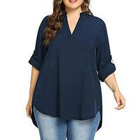 Litetao 3XL Navy 167940 (Plus Size Women Fashion Long Sleeve Crew Neck Casual T-Shirt Round Neck Long Sleeve Blouse Tops Simple Pullover)
