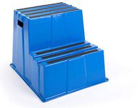 Displays2go Anti-Slip Step Stool, 2 Tiers with Textured Grip Strips, HDPE Plastic — Blue (FGHDS2BLUE)