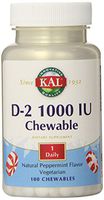 KAL D-2 1000 IU Chewable Tablets, Peppermint, 100 Count