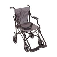 DMI Lightweight Folding Transport Chair Travel Wheelchair with Carrying Tote Bag, Gray