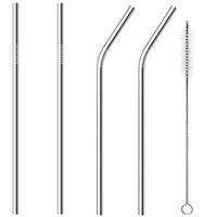 Metal Straws, Stainless Steel Straws, Reusable Drinking Straws, 8.5 inch Metal Drinking Straw for 20 oz Tumblers Cups Mugs, Cleaning Brush Included
