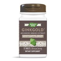 Nature's Way Ginkgold® 60 MG Advanced Ginkgo Extract for Mental Sharpness 50% More Free, 75 Count (Packaging May Vary)