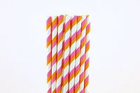 Pink and Orange Striped Paper Straws (50)