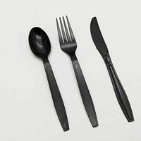 Disposable Cutlery Set,180pcs (60 Forks, 60 Knives,60 Spoons) And Napkin Cutlery Kit,Heavy-Weight Plastic Cutlery Set for Parties,Weddings,Dinner Events（Black）