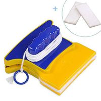 Magnetic Cleaner,Square Shape Double-Side Magnetic Useful Window Glass Cleaner Wiper with 2 Extra Cleaning Cotton for Bathroom Kitchen Bedroom