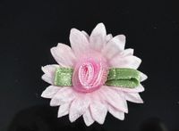 50pcs Satin Flower Rose Sewing/Wedding/The Appliques Lots U Pick 6color (Pink)