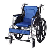 Portable Wheelchair,Aluminum Folding Lightweight Wheelchair Car Elderly Scooter 17" Seat (Blue)