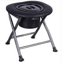 Zhong Black Folding Toilet Comfort Computer Chair - Portable Toilet Seat Chair - Suitable for Camping, Hiking, Construction Sites and