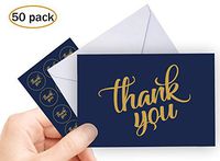 50 Navy Thank You Cards Bulk with White Envelopes – 4x6 Blank Note Cards – Perfect for Weddings, Bridal Showers, Graduation, and Baby Showers